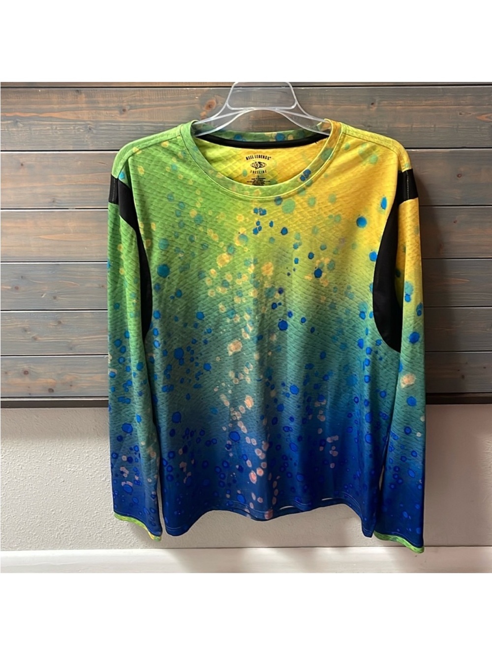 Reel Legends Gradient Splash Long Sleeve Shirt - Yellow Green Blue - Picture 9 of 9